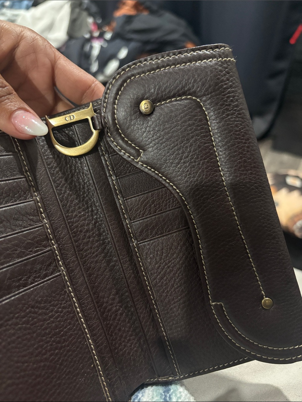Vintage Dior Dark Brown Leather Saddle Shoulder Bag with Matching Wallet - Picture 7 of 9